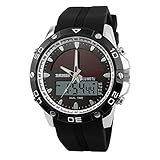 Herren Militär Dual Time Solar Power Zonen Slide Rule Silikon Band Sport Armbanduhr