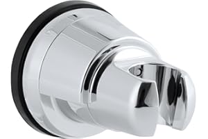 Hibbent Uchwyt na przyssawkę do prysznica, zdejmowany uchwyt na kabinę prysznicową, regulowany uchwyt na kabinę prysznicową i uchwyt ścienny bez wiertła, chromowane wykończenie