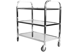 Turefans 3 Capas, Carro de Servicio de Acero Inoxidable, Carro de Cocina, 95 * 50 * 95cm