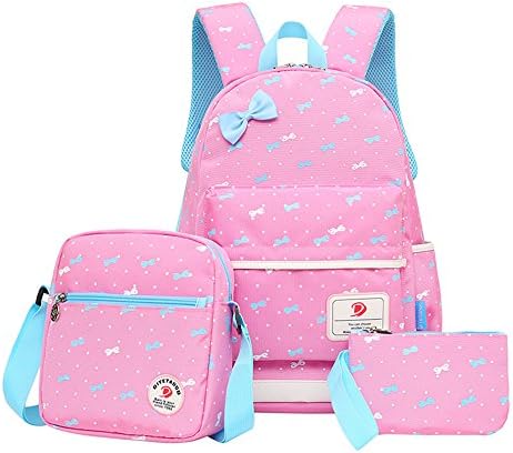 3pcs Cute Teenager Girls Kids Backpack Shoulder School Book bag Handbag Purse Girls Teen (Pink)