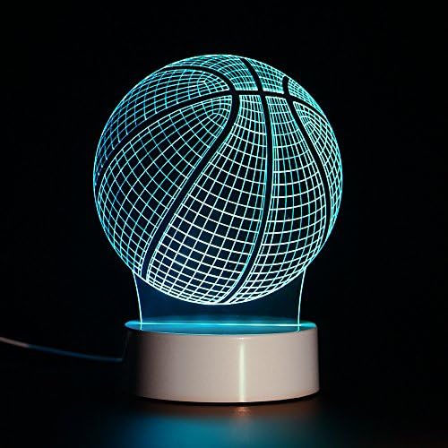 ToyUK 3D Optical Illusion Night Light 7 Colors-Changing Desk Lamp Table Lamp with Intelligent Remote Control ,60 '' Long USB Wire( Basketball )