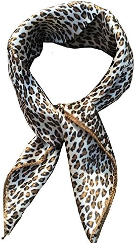 Elegant Leopard Pattern Satin Small Square Neck Scarf 50*50cm Hairband Handbag Handle Wrap Bandana