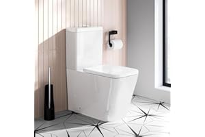 VR46 Modern Square Rimless Close Coupled Ceramic Toilet Pan Cistern & Soft Close Seat