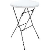 Acomoda Textil Portable Round Cocktail Table for Garden and Terrace. White Folding Table for Indoor and Outdoor, Sturdy and D