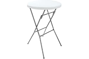 Acomoda Textil – Mesa de Coctel Redonda Portátil para Jardín y Terraza. Mesa Blanca Plegable de Interior y Exterior, Resistente y Duradera para Fiestas y Celebraciones 80x110 cm.