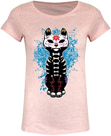 Unorthodox Women's Sugar Skull Kitten Cream Heather Pink T-Shirt