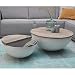 Produktbild ESTO GmbH Couchtisch Bowl Sophie Metall Weiß Mango Massiv Beistelltisch Sofatisch Tisch (Ø 80 cm)