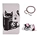 Produktbild Schutzhülle für Apple iPhone 5 / 5S / SE, GOCDLJ Ultra Thin PU Leder Flip Cover Tasche Ledertasche Handytasche Hülle für iPhone 5 / 5S / SE Buchstil Handyhülle Protective Case Etui Bumper Schale Wallet vollständig schützende mit Magnetverschluss Ständerfunktion ID Karte Slots Pouch Soft Silikon Backcover Rückseite shell kunstlederhülle + Chinesischer Stil Rote Armbänder Design Kätzchen Lesen