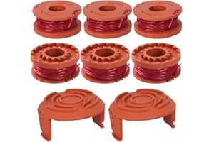 TSLBW Grass Trimmer Spool Line Replacement Spool and Line Auto-feed Spool 6 rolls Trimmer Spool with 2 Replacement Spool Covers Nylon Mowing Line Garden Lawn Trimmers Edger Spool Line Compatible for worx