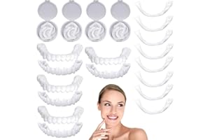 Fivtsme Dentiera Provvisoria, 4 Paia Denti Finti Protesi per Faccette, Denti Finti da Applicare da Soli, Superiore Inferiore Denti Cosmetici, Dentiere Temporanee per Uomini e Donne