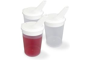 LIFE WITH DIGNITY Gobelet en plastique avec couvercle d'alimentation réglable - Lot de 3 | Gobelet d'alimentation pour adultes plastique âgées handicapées à bec réglable Grand couvercle d'alimentation à bec ajustable