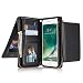 Produktbild iPhone 7 Plus Hülle, Lively Life Hochwertigen PU Leder Geldbörse Flip Brieftasche mit 11 Kartenfächer und Wristlet Reißverschluss Multifunktions Handy Schutzhülle für Apple iPhone 7 Plus,Schwarz