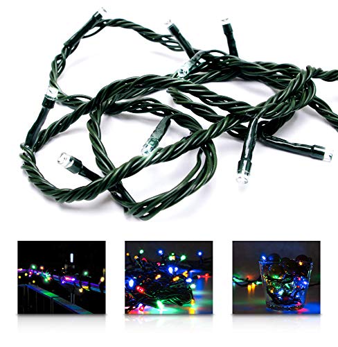 LED Universum Lichterkette mit 100 bunten LEDs (rot, grün, blau, gelb) und 8 Stimmungsmodi für innen und außen, 10 Meter, IP44, Weihnachtszeit, Hochzeiten oder Gartenfeiern
