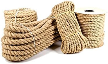Ø 26mm Ø Jute Rope 100% Pure Natural Jute Fibers Twisted Braided Decking, Boating, Home & Garden DIY (30 meters)