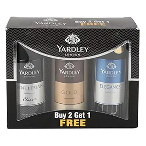 Yardley London Gentleman Classic Deo with Gold Body Spray and Elegance Deo for Men, 150ml (Buy 2 get 1)