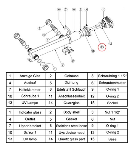 Ersatzteil für SunSun CUV-318 UVC Teichklärer UVC Leuchtmittel - 4