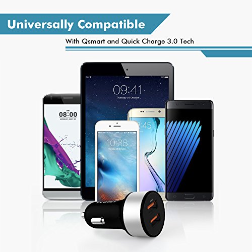 iVoler Quick Charge 3 0 Chargeur de Voiture 36W 2 Ports USB Chargeur Allume Cigare  2 QC 3 0 Port  avec 2 en 1 C  ble Micro USB   Type C  1m  pour Samsung Galaxy S9 S9  S8 S8  S7 S7 Edge  S6 S6 Edge   Note 8 5 4 Edge  LG G6 G5 G4  Asus Zenfone 4 3 2  Android smartphone  Tablette  iPhone  iPad  Batteries Externes  Chargeur Portable  etc  - Noir   Argent