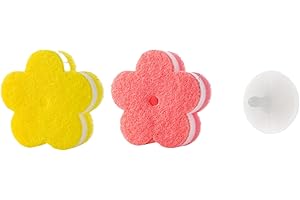 YUANstore Lot de 2 éponges de nettoyage magiques en forme de fleur à récurer double face avec ventouse