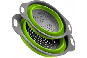 Alnicov Scolapasta pieghevole, 2 colini pieghevoli, in silicone, per verdura/frutta, colino pieghevole per cucina (verde)