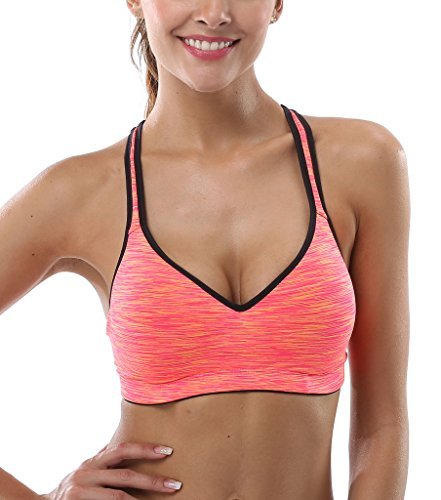 Attraco Damen Sport-BH Leichter Halt Vorgeformte Körbchen Überkreuzte Träger Schnelle Trocknung Häkchenverschluss