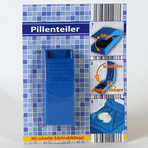 Preisvergleich Produktbild 2 X Pillenteiler Tablettenteiler Pillenzerteiler 8,5x3x2 cm, blau oder weiß
