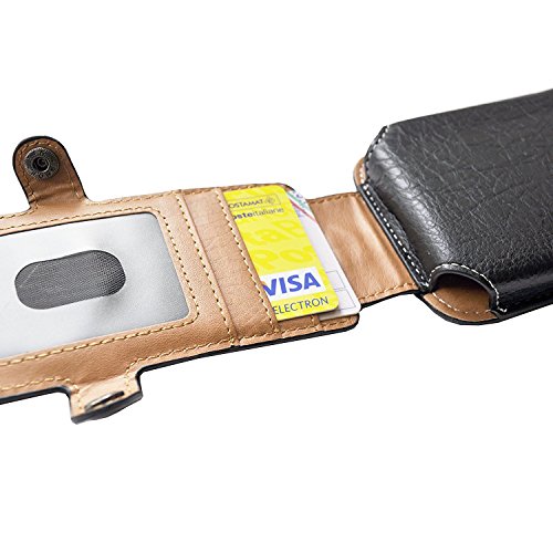 Custodia a sacchetto per smartphone universale portafoglio verticale - passante cintura moschettone clip Scomparto porta carte e possibilitÃ  doppio telefono - da 5,5