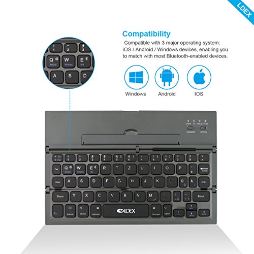 Wireless Mobile Bluetooth 3.0 Keyboard for iOS, Android, Windows PC, tablet and smartphone (lebenslange Garantie) - 3