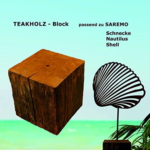 SAREMO Teakholz Block mit Bohrung für Rostmuscheln - 2