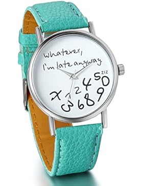 JewelryWe Damen Mädchen Armbanduhr, whatever i'm late anyway Liebhaber Geschenk Analog Quarz Leder Armband Uhr...