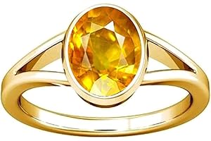 Ramneek Jewels Divya Shakti 7.25-7.50 Carats Yellow Sapphire Ring (Pukhraj Stone Panchadhatu Ring) 100% Original AAA Quality Gemstone