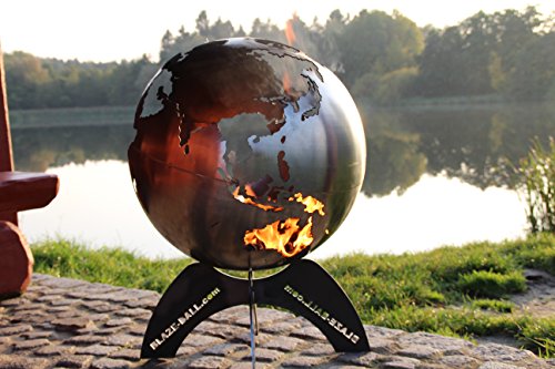 BlazeBall Feuerkugel „Weltkugel“ 60 cm Feuerschale mit Ständer - 5