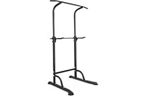 FUNJEPE Power Tower Workout Dip Station Pull Up Bar, Height Adjustable Multifunctional Dip Stand for Home, Gym, Strength Training, Fitness Equipment