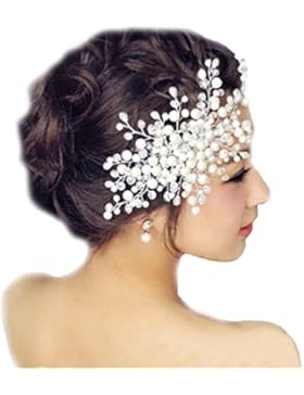Haarschmuck Haarkamm Braut Hochzeit Diademe Jewerly Perle Blume Kristall Strass