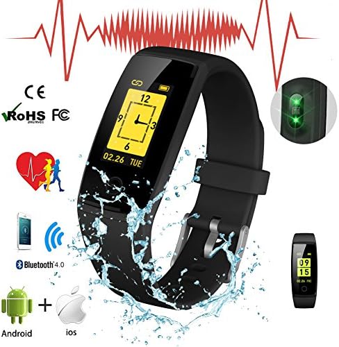 Fitness Activity Tracker with Heart Rate Monitor Waterproof, Wearable Smart Bracelet with APP for Men Women Blood Pressure, Bluetooth Pedometer Wristband for Android and iOS, Sports Watch With Call Message/Sleep Monitor/Calorie/Sedentary Alert XiangWeiYu (Black)