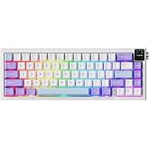 Coverzone Ajazz AK650 Kablosuz Mekanik Klavye 3 Modlu TFT Ekranlı Hot-Swap-65 Tuşlu RGB Mor/Dream Switch