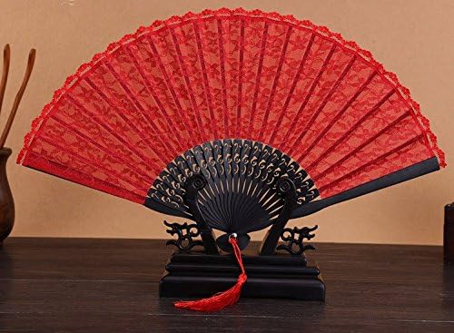 Lace fan blank fans blank lace fan carved bamboo carving into full bamboo, Red