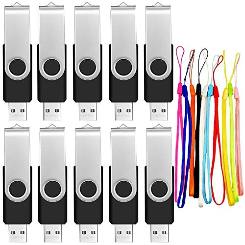 FEBNISCTE 10 piezas Memorias USB 512MB(NO 512GB) USB 2.0 Pen Drives Negro
