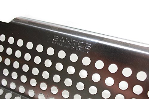 Santos Grillwok rechteckig breit rostfreier Edelstahl – Maße 30,5 x 30,5 x 5,7 cm – Grillkorb, Gemüsekorb, Grillschale - 4