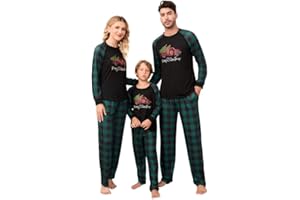 Clearlove Christmas Familien Weihnachten Pyjama Set Weihnachten Schlafanzug Langarm Zweiteiliger Set Sleepwear Nachtwäsche für Familien