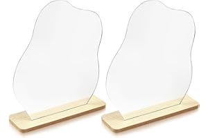 ‎LHBWHIZ Lhbwhiz 2 szt. Lusterka do makijażu, asymetryczne akrylowe lustro estetyczne, bezramowe kosmetyczne lustro stołowe, dekoracyjne nieregularne fale, małe chmurowe z podstawą