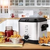 Friteuse électrique en acier 900 W 1,5 l fenêtre et réglage de la température