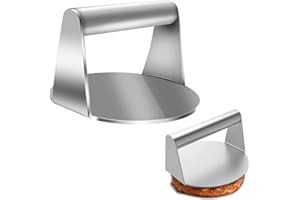 Aiweijia Smash Burger Press, 5.5inch Food-Graded 304 Stainless Steel Burger Smasher for BBQ, Grill, Steak, Bacon, Toast