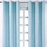 Homescapes Kindervorhang Junge Kinderzimmer Ösenvorhang Dekoschal Stars 2er Set blau 137 x 182 cm (Breite x Länge je Vorhang) 100% reine Baumwolle