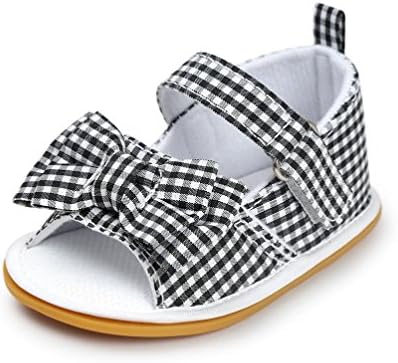 ZJENEE Baby Bowknot Outdoor Sandals First Walking Shoes (0-6 Months, Black)