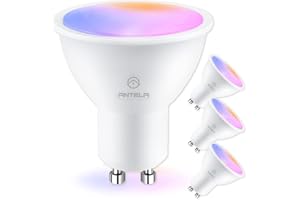 ANTELA Bombilla Inteligente GU10 Bombilla Wifi Compatible con Alexa y Google Home Luz Fría/Cálida 2700K-6500K, Bombilla RGB 16 Millones de Colores Regulable, 5W, 400LM, CRI 80, 4 PCS