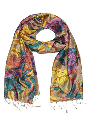 likemary Foulard de seda tejido a mano con estampado