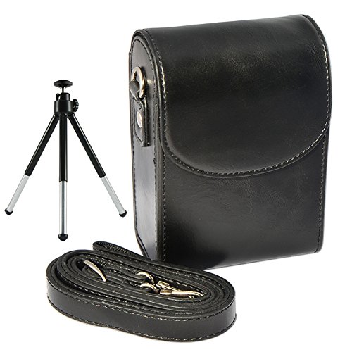 First2savvv BDX0801-61013 noir PU cuir de qualit   sup  rieure appareil photo num  rique cam  scope housse cas pour Nikon COOLPIX A Sony DSC-HX90 WX500 HX50 HX60 HX60V Canon PowerShot SX610 HS IXUS 170  Panasonic LUMIX DMC-TZ57 SZ10 FT30 ZS40 TS30  CASIO EX-FC200S EZ370 QV-R100 QV-R200   tr  pied