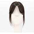 Gemeria Hair Mini Hair Topper With Bangs | Silk Top | Real Human Hair Toppers/Patches (Natural Black Brown)