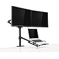 Thingy Club Height Adjustable 3 in 1 Laptop Monitor Stand Compatible with 12 to 17 inch Laptop, Hold 2 Monitors up to 27 inch with VESA, Monitor Desk Stand arm Riser Mount Stand Workstation (Black)