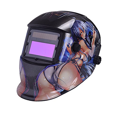 Preisvergleich Produktbild NUZAMAS solarbetrieben Schweißschutzschild Maske Schweißen Face Schutz für Arc Tig Mig Schleifen Plasma Schneiden mit verstellbarem Shade-Reihe DIN4 / 9-13 UV / IV Schutz DIN16